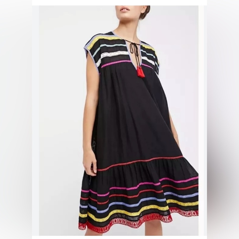 Carolina K Dress Santana Swing Cotton Lace Tassel Tie S